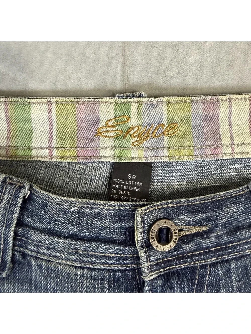Vintage Enyce Baggy Denim Shorts Jorts Mens 36 Blue Logo Hip Hop Loose Y2K
