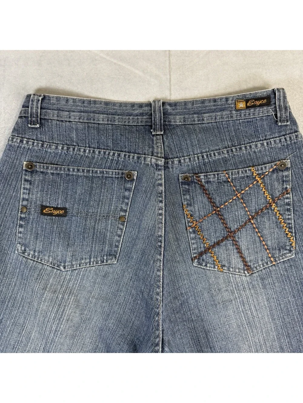 Vintage Enyce Baggy Denim Shorts Jorts Mens 36 Blue Logo Hip Hop Loose Y2K