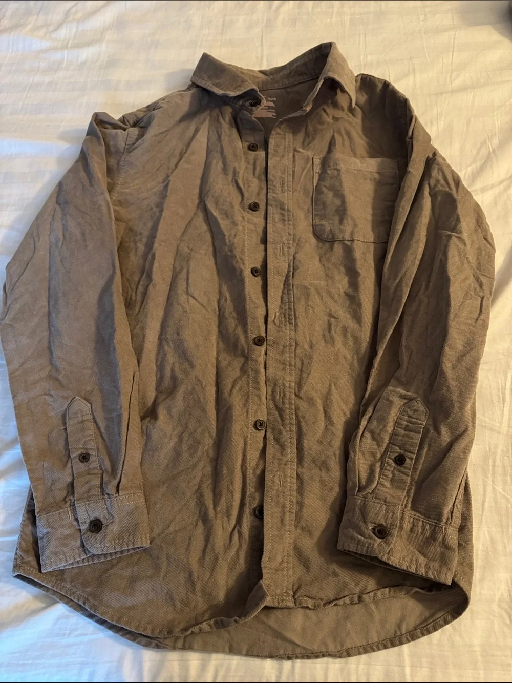Kids' Long-Sleeve Gray Button-Down Shirt with Chest Pocket