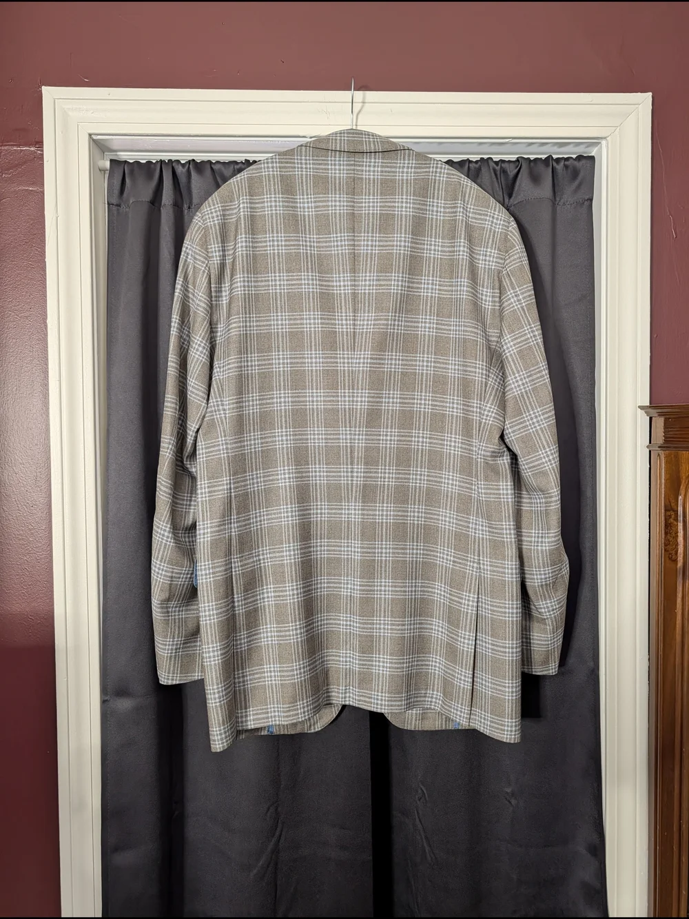 COPPLEY Tessilstrona Silk & Wool Gray/Blue Exploded Plaid Sport Coat 42L