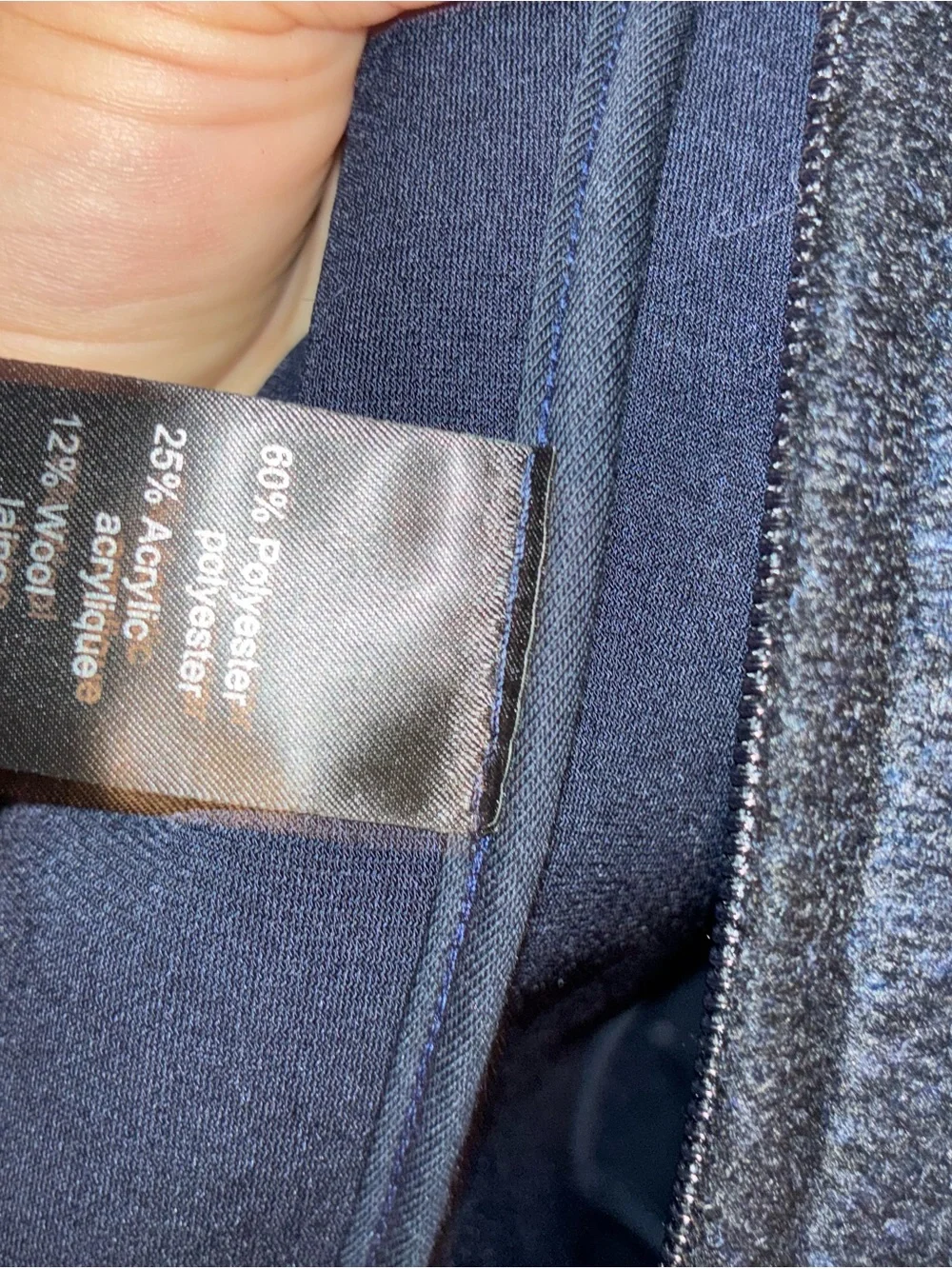 Saks Fifth Avenue Men's Navy and Gray Plaid Zip-Up Wool Jacket