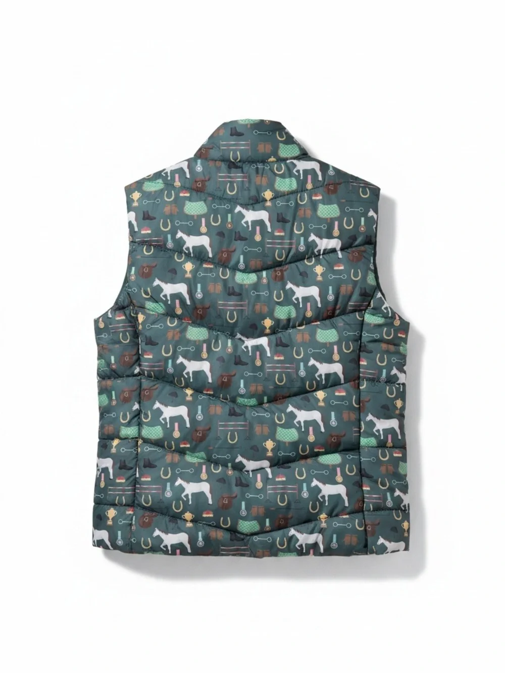 HKM Horse-Print Puffer Vest in Green | Youth 10