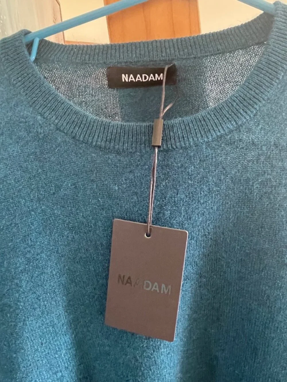 Naadam Mens Peacock Blue Cashmere Crewneck Sweater L New With Tags
