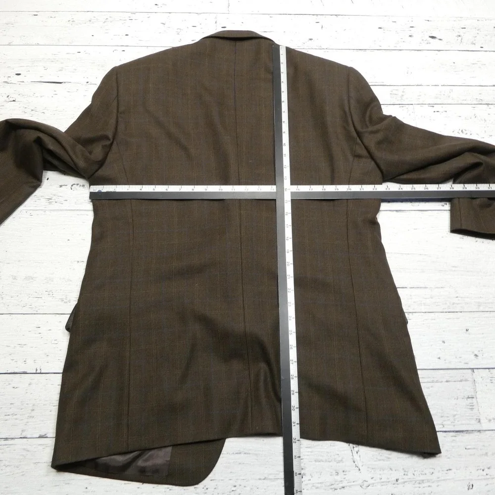 Pronto Uomo Blazer Mens 46L Brown Herringbone Wool Tweed Sport Coat Jacket