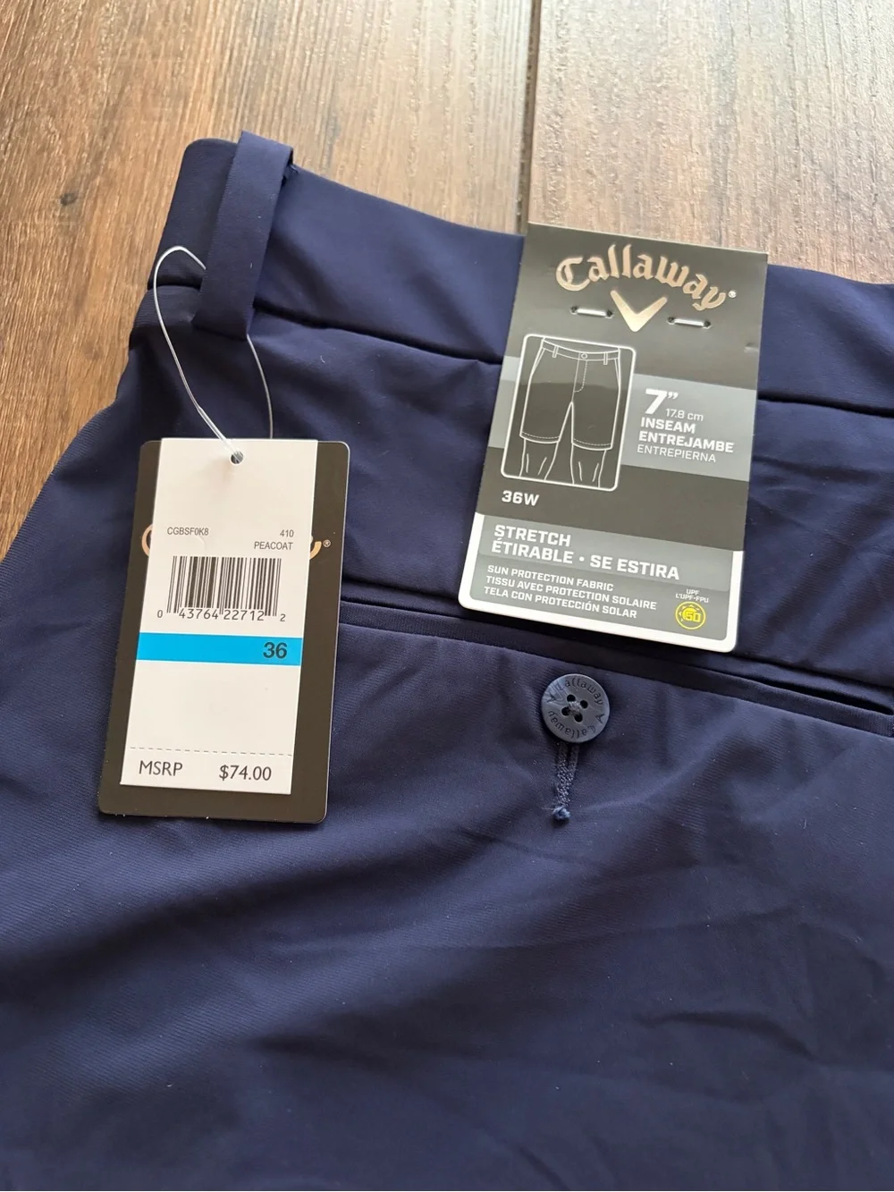 NWT Callaway Mens Golf Shorts Navy Blue 7