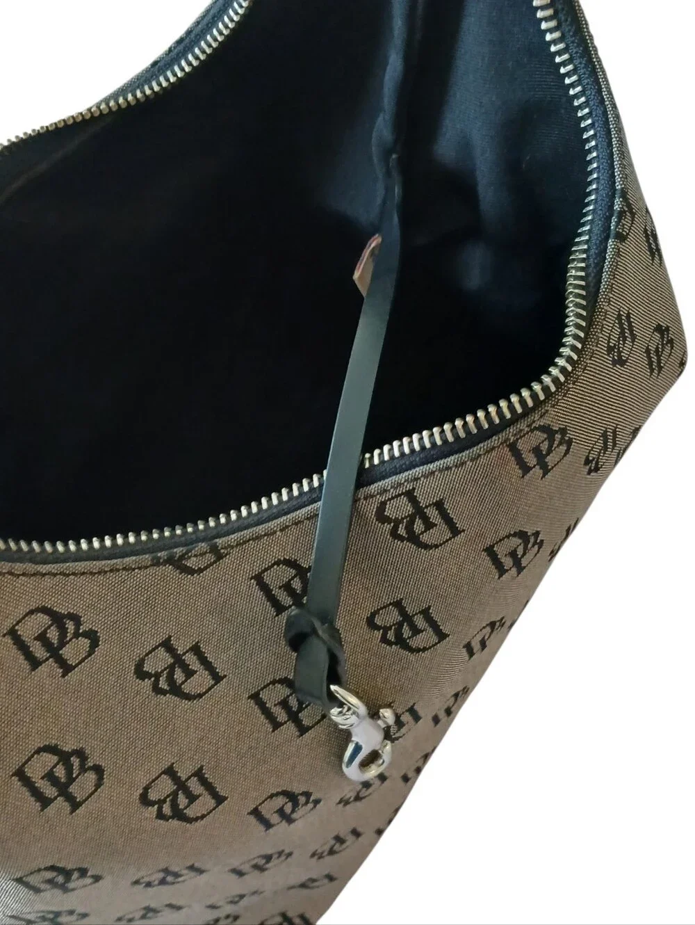 VINTAGE Y2K DOONEY & BOURKE Signature Monogram Canvas Leather Hobo Bag Preppy