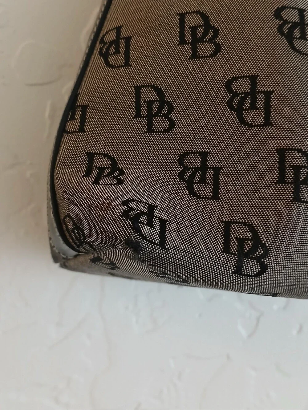 VINTAGE Y2K DOONEY & BOURKE Signature Monogram Canvas Leather Hobo Bag Preppy
