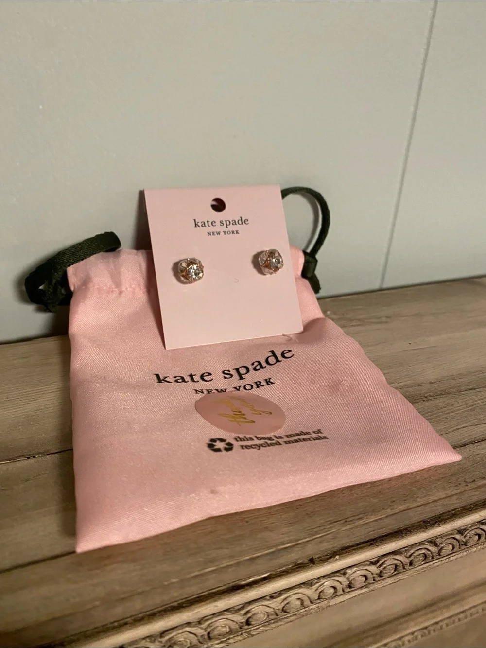 NWT kate spade Rose Gold and Clear Crystal Stud Earrings