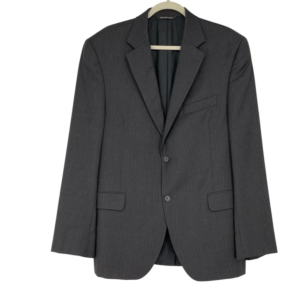 John W. Nordstrom Blazer 42R Gray Pinstripe 2-Button‎ Wool Jacket Loro Piana