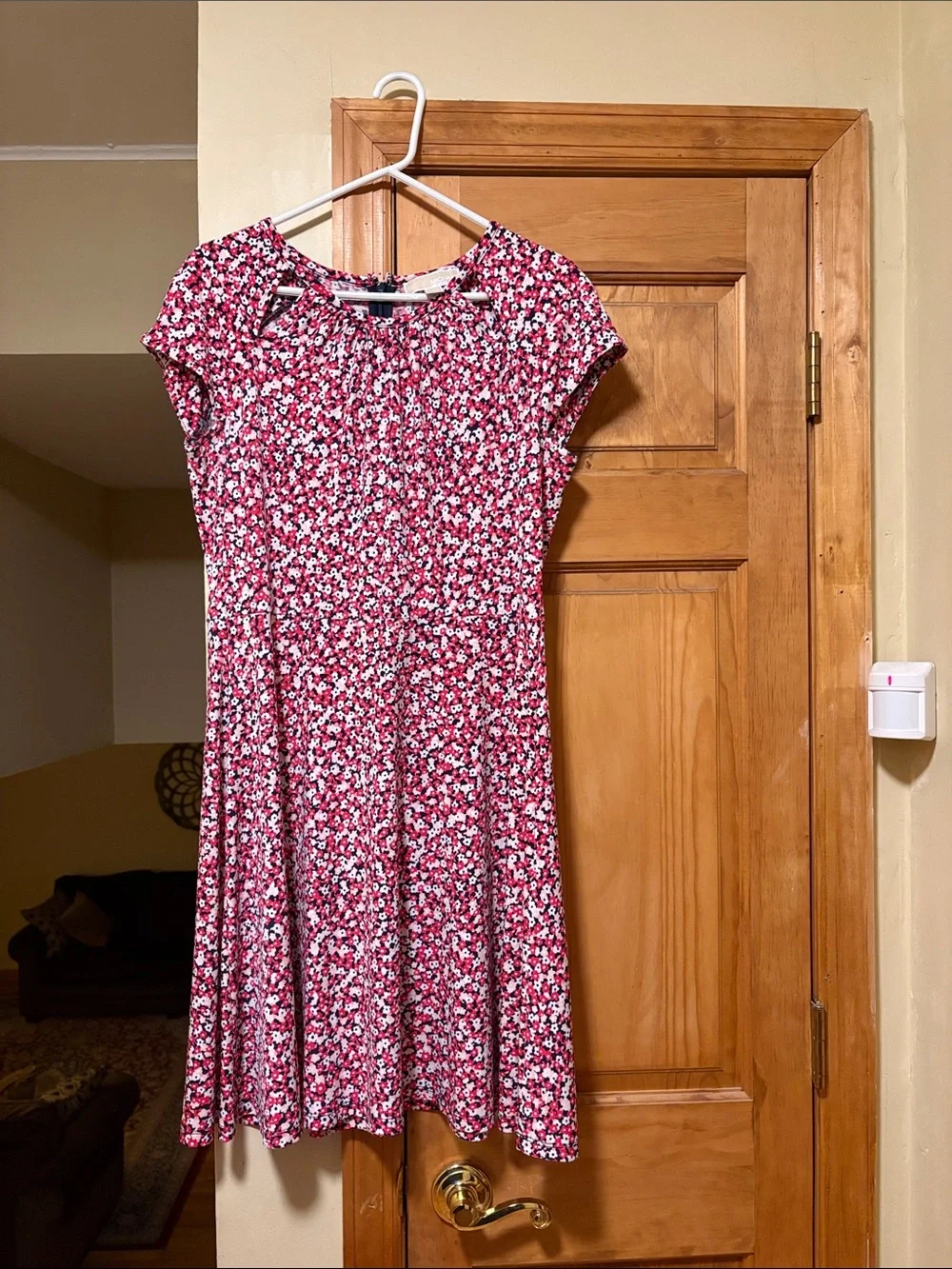 Michael Kors Pink Floral Cap-Sleeve Midi Dress