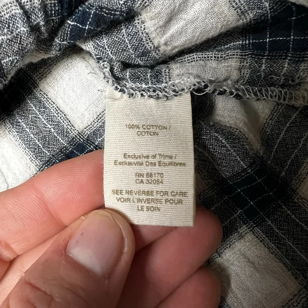 Free People Tunic XS Black‎ Cotton Plaid Country Chic Preppy Shirt Button Blue