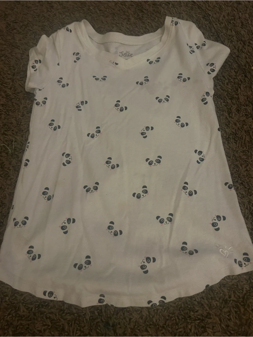 Vintage Justice Girls' White Panda Print Short Sleeve Tee