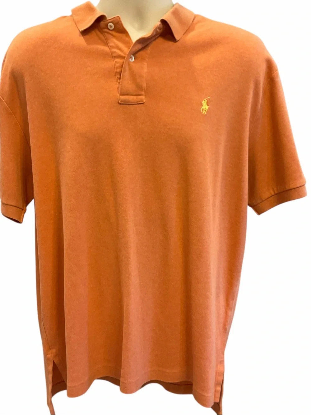 Polo by Ralph Lauren Mens Knit Polo Sz Large Heathered Orange Short Sleeve Fall