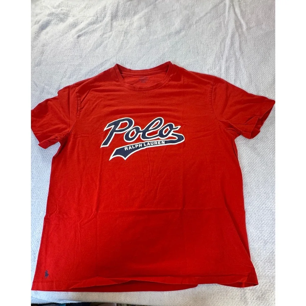 Polo Ralph Lauren Mens Red Graphic Script Logo T-Shirt Size 1XB Big & Tall