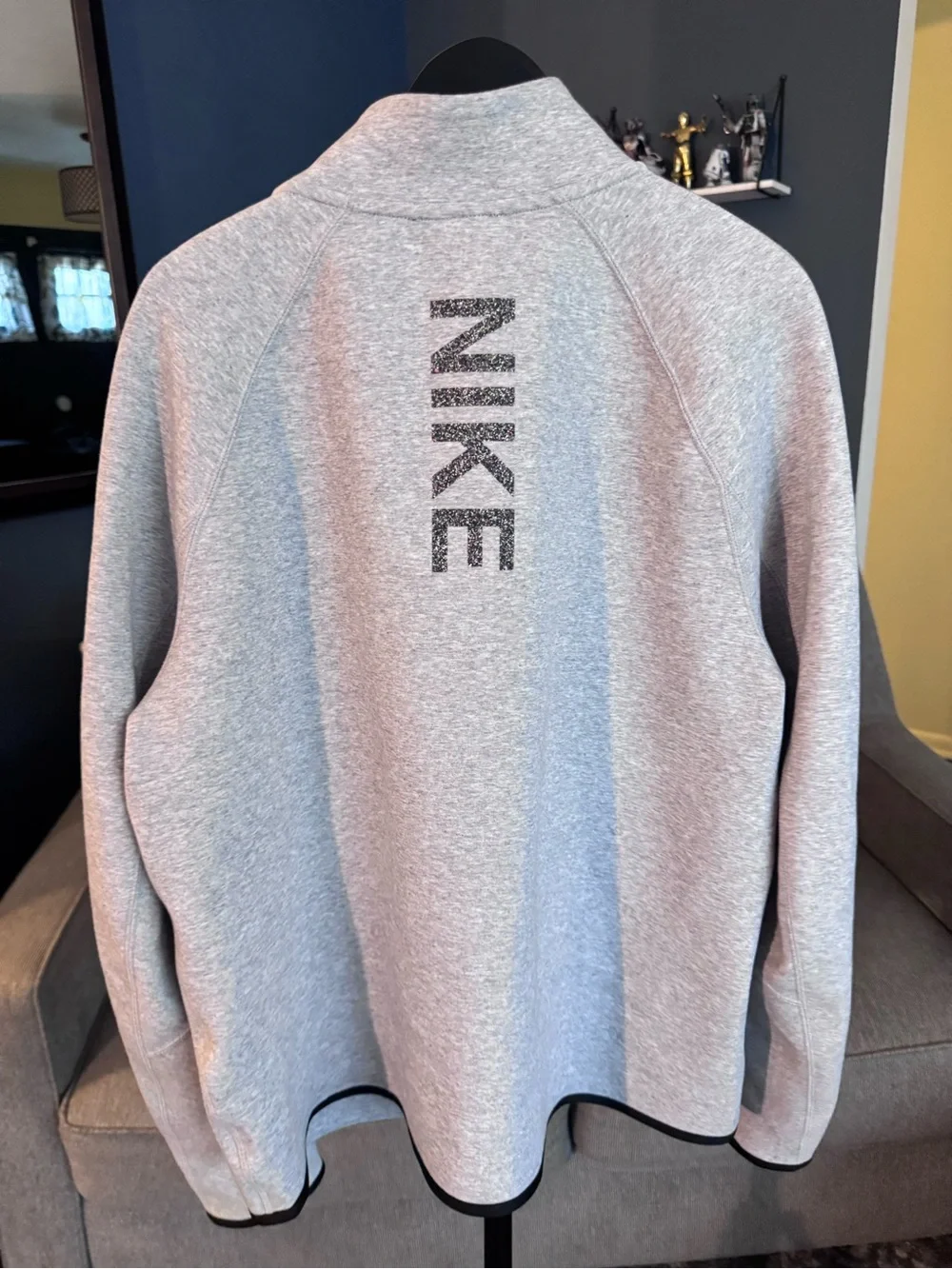 Nike Gray Full-Zip Hoodie Jacket with Black Accents