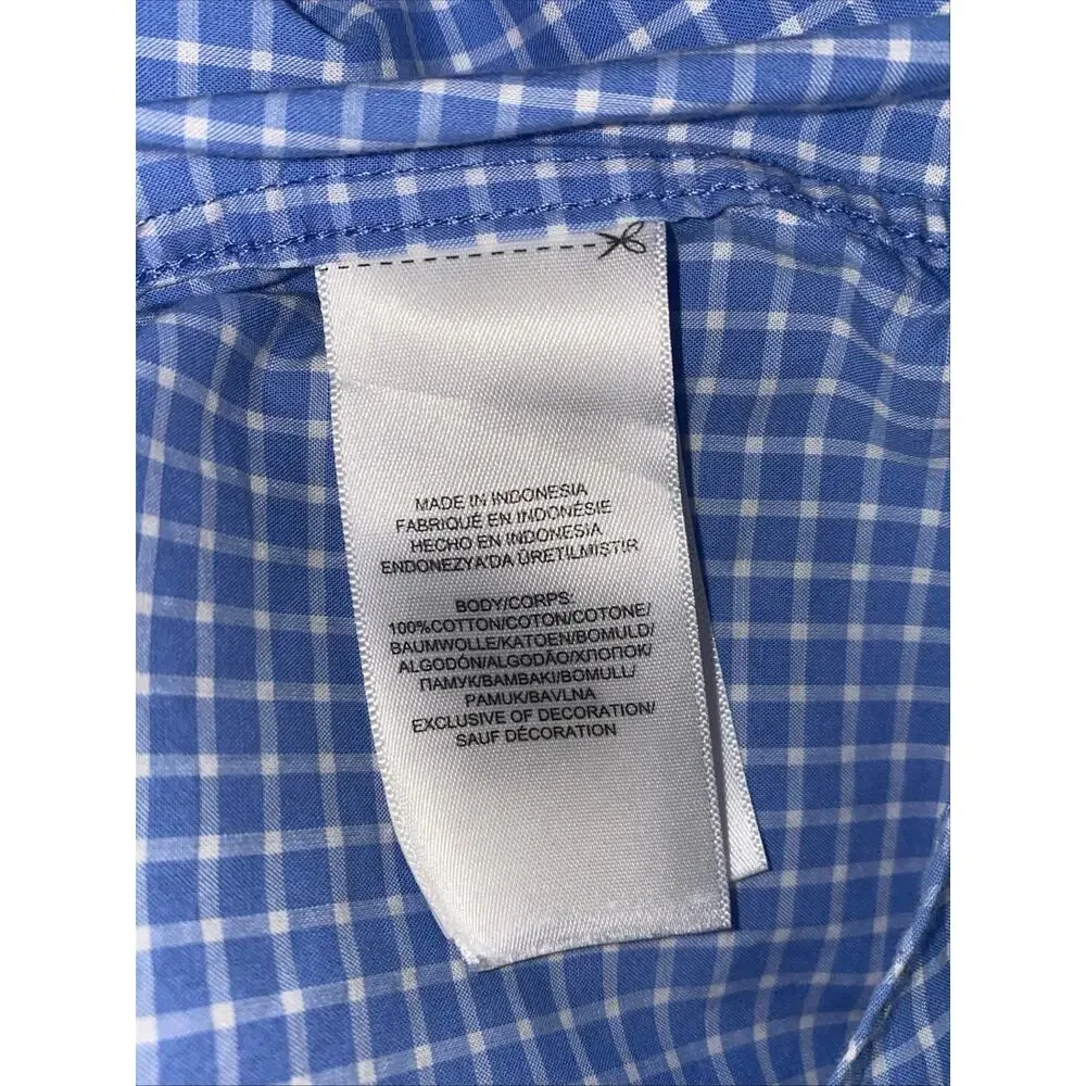 Ralph Lauren Boys L (14-16) Blue/White Check Button-Down Long Sleeve Shirt