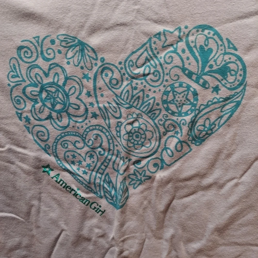 Girls NWT American Girl Size 10/12 Long Sleeve Tee with Heart Detail