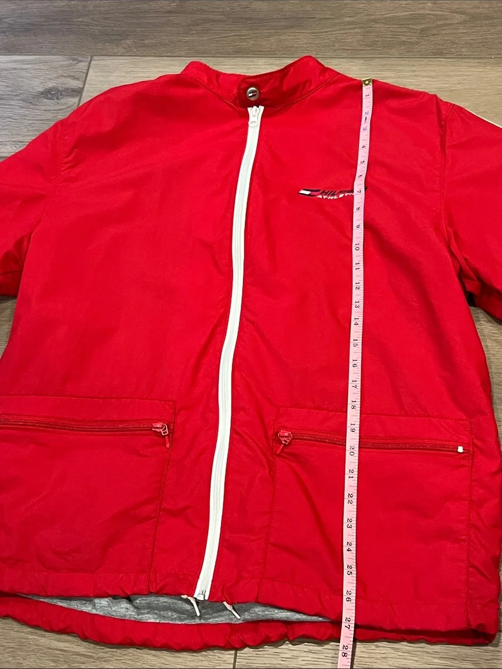 Vintage Tommy Hilfiger Red Lightweight Track Jacket with White Trim Size Large