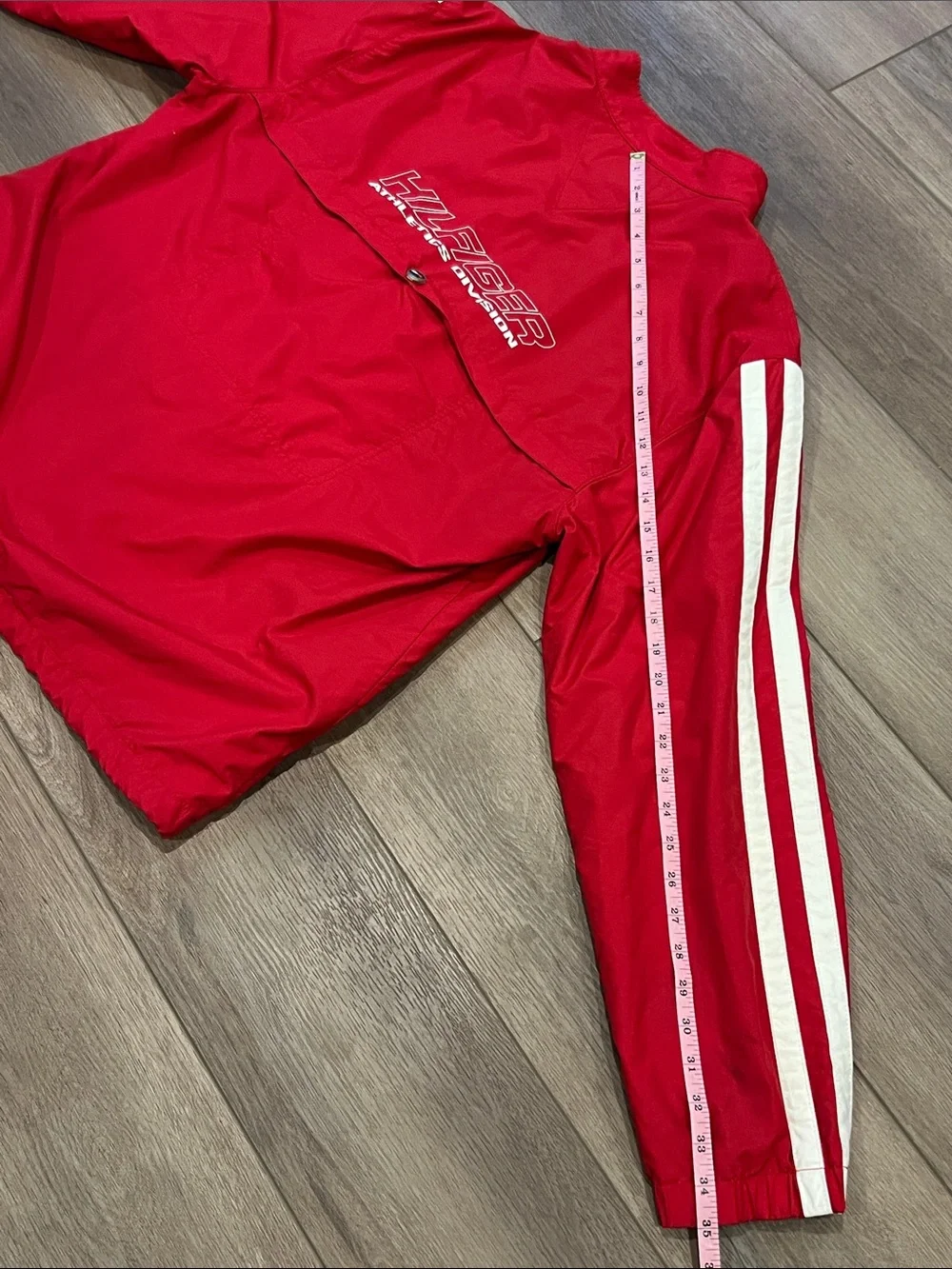 Vintage Tommy Hilfiger Red Lightweight Track Jacket with White Trim Size Large