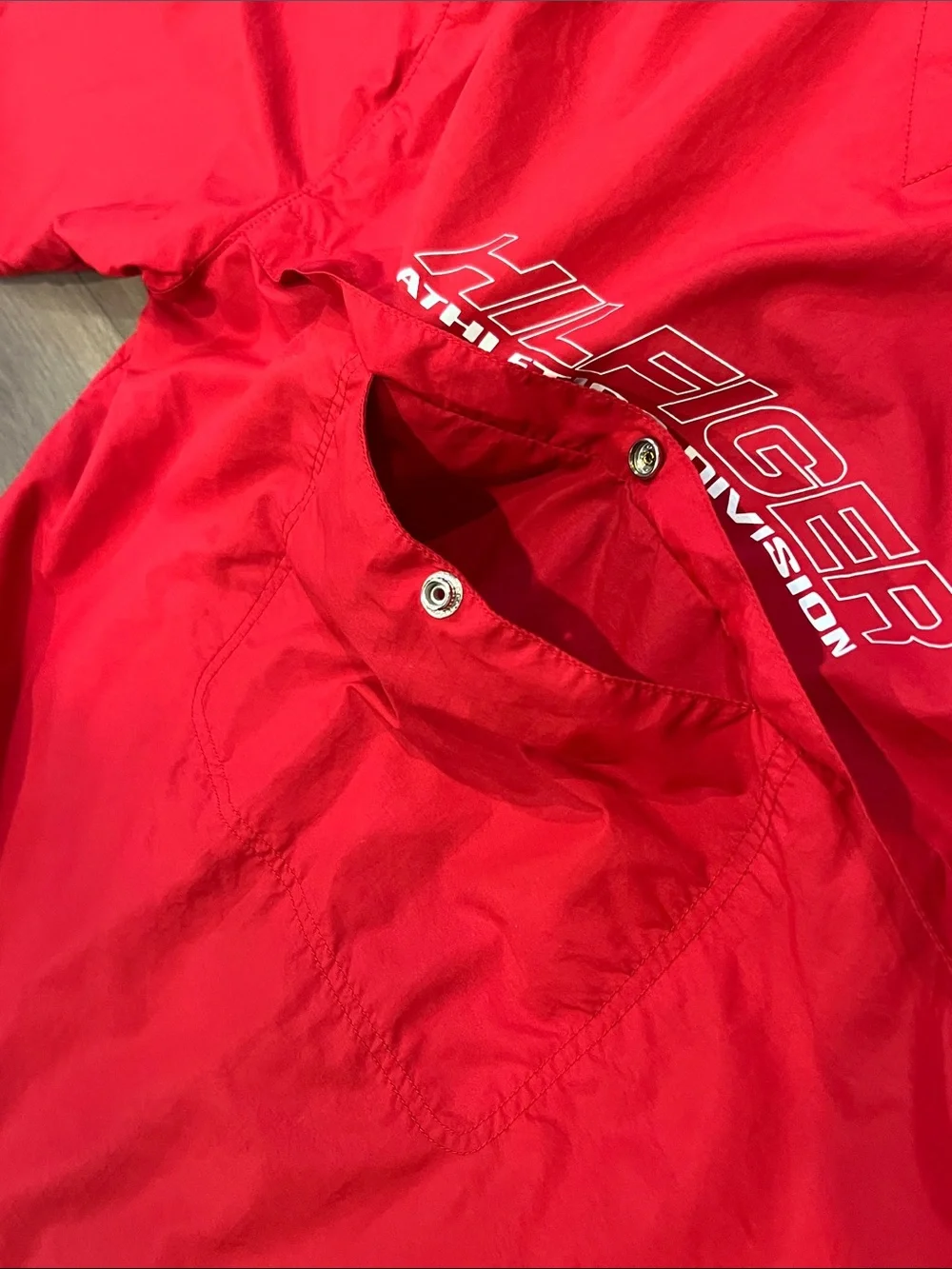 Vintage Tommy Hilfiger Red Lightweight Track Jacket with White Trim Size Large