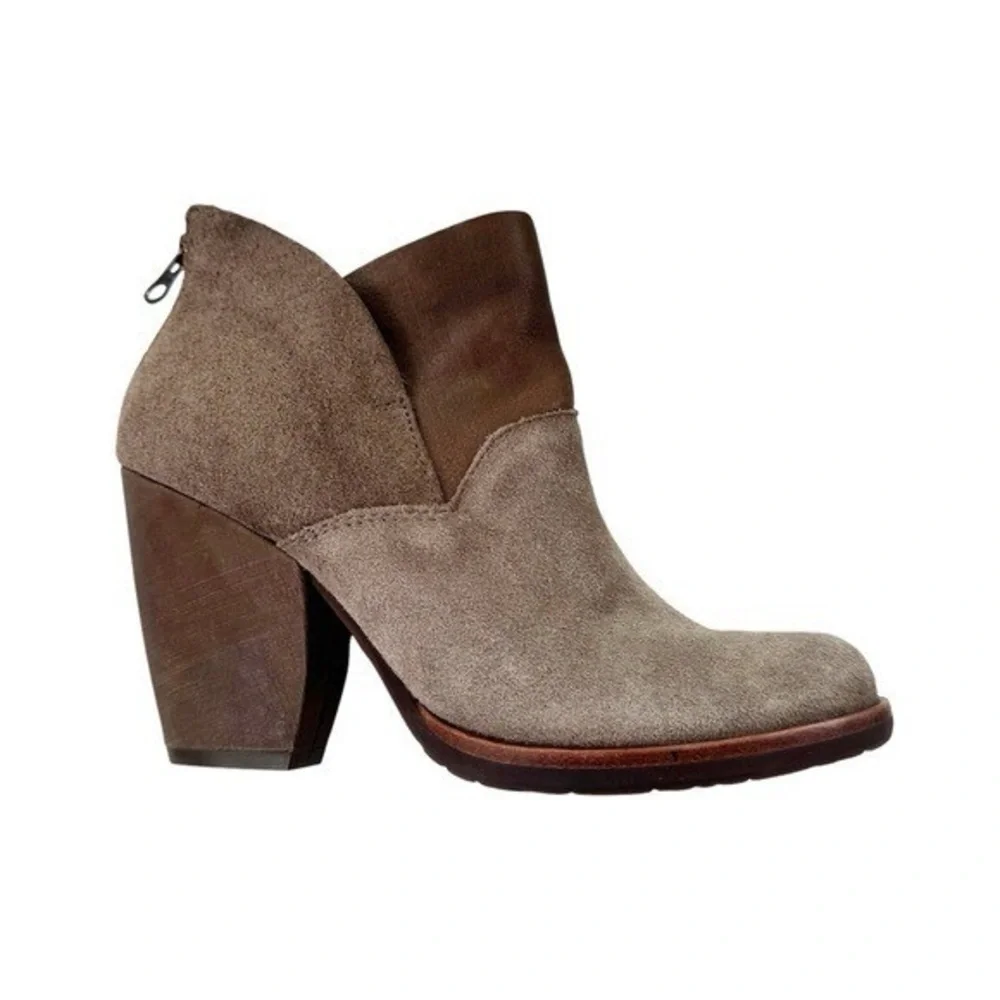 Kork-Ease Castaneda Booties Leather Suede Brown Heeled