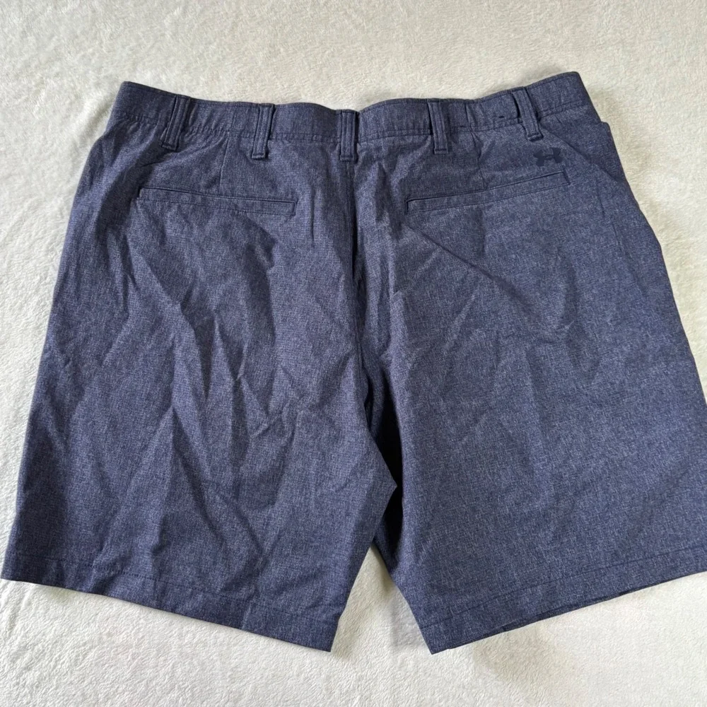 Under Armour Mens Golf Shorts Navy Blue Heather Flat Front Size 40