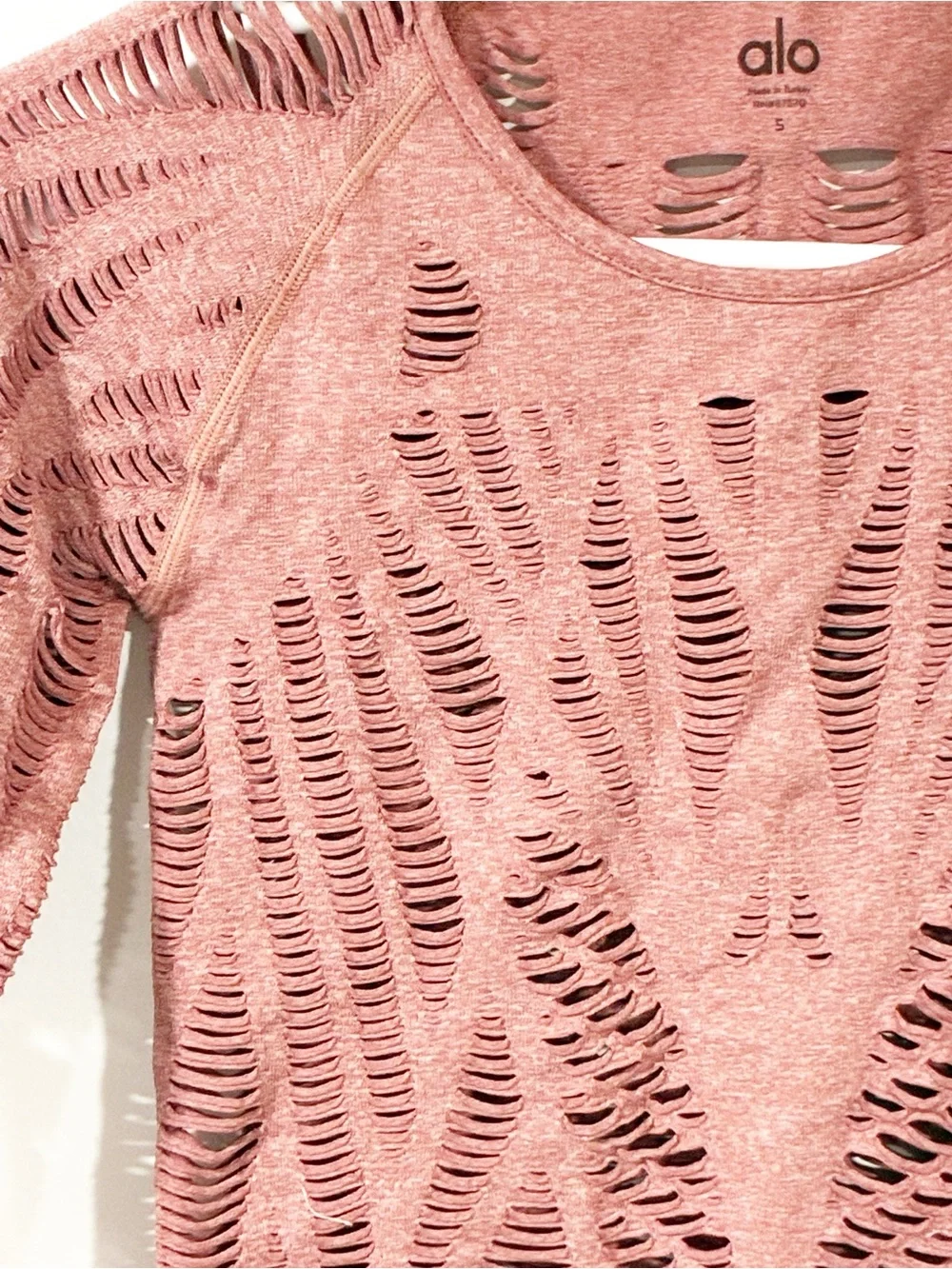 Alo Yoga Wanderer Long Sleeve Pink Stretchy Size Small