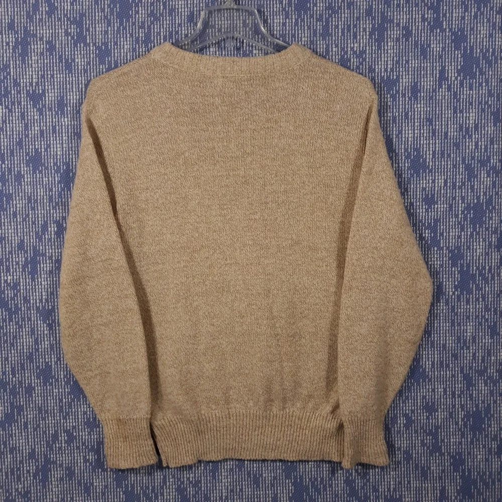 Cambridge Sweater Mens Large Beige Wool Blend Crew Neck Made In USA Vintage