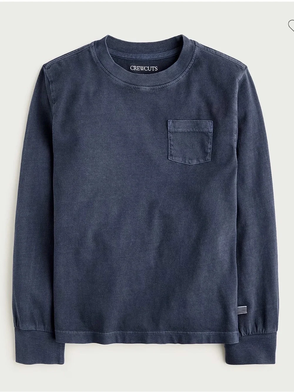 J. Crew Crewcuts Boys Navy Long Sleeve Pocket Tee in Broken In Jersey Sz 6-7 NWT