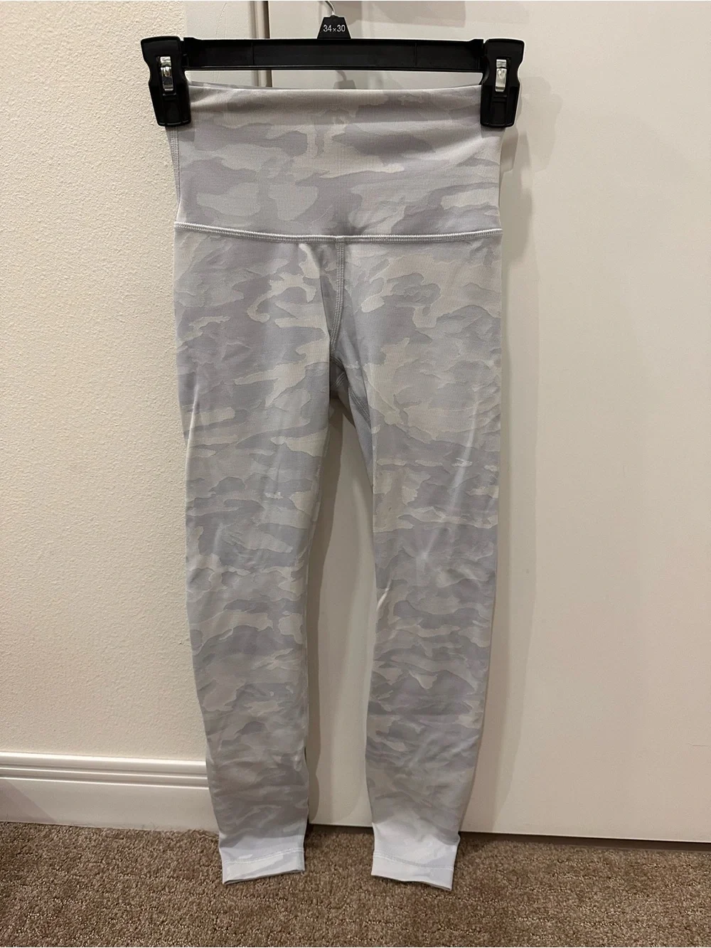 Lululemon High-Waist Light Gray and White Camo Leggings
