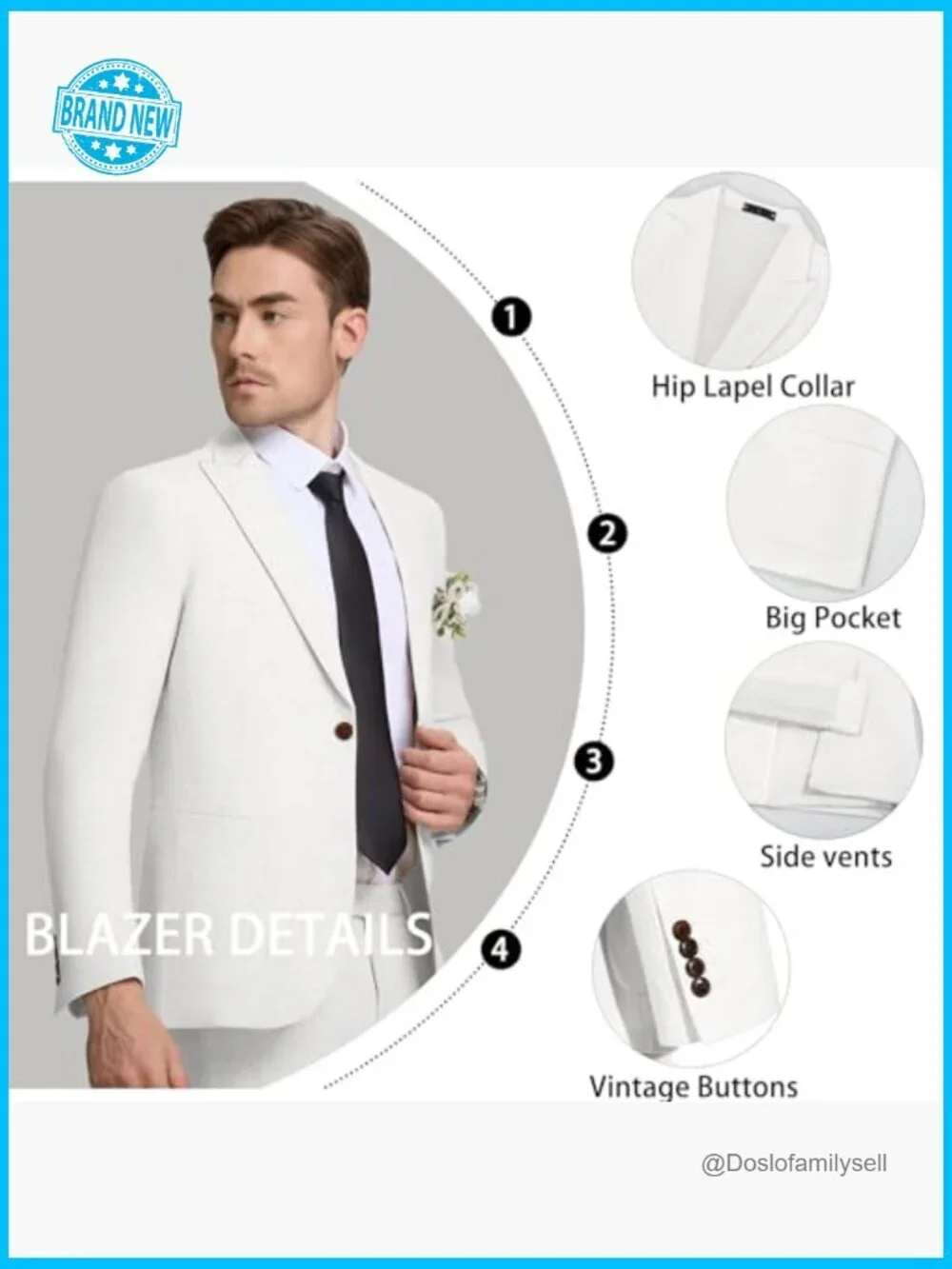 Men's Linen Suit Two Piece Set Modern Fitted Blazer Pants Wedding Formal