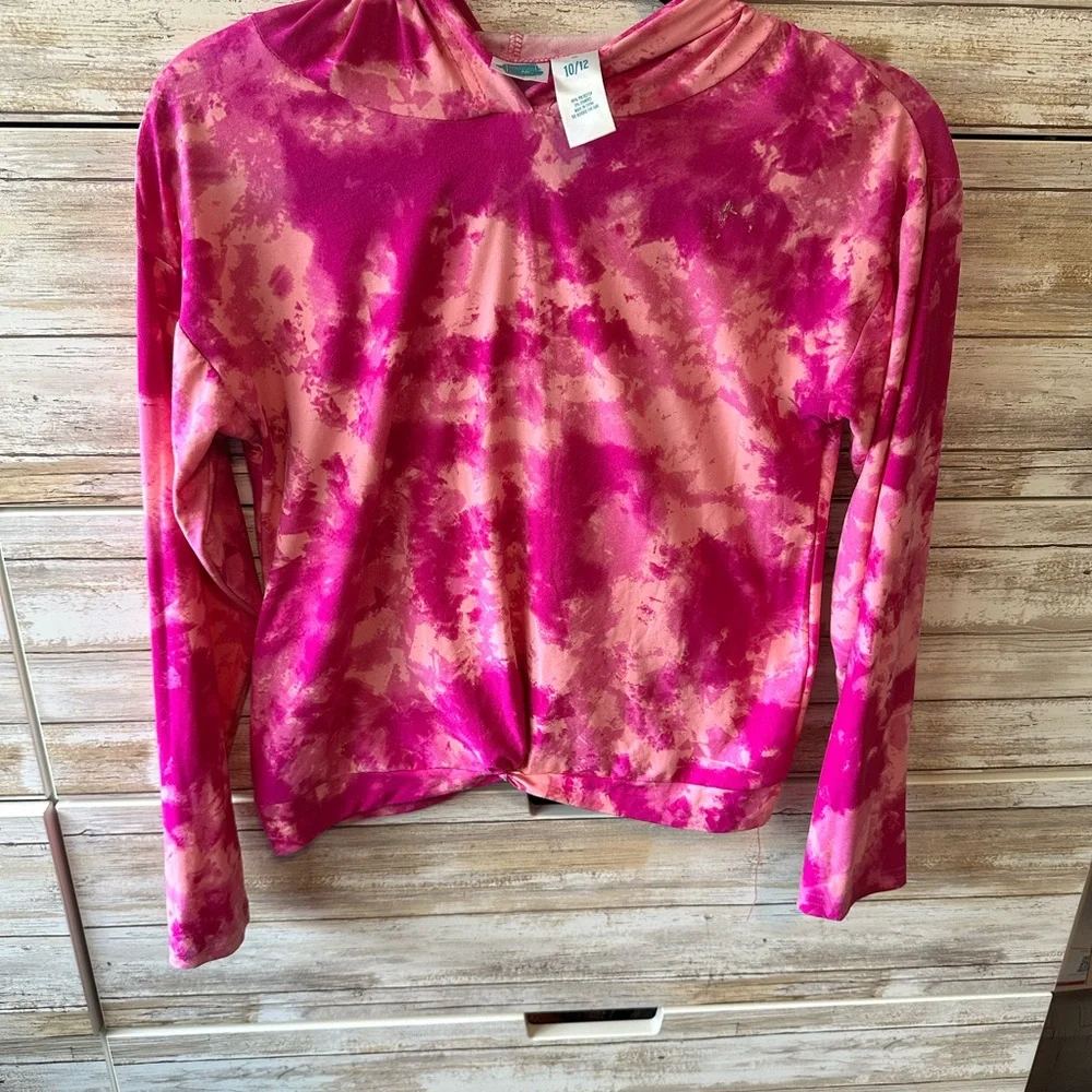 💖 Extremely Me Pink Tie Dye Twist Hem Long Sleeve Top Girls Size 10/12