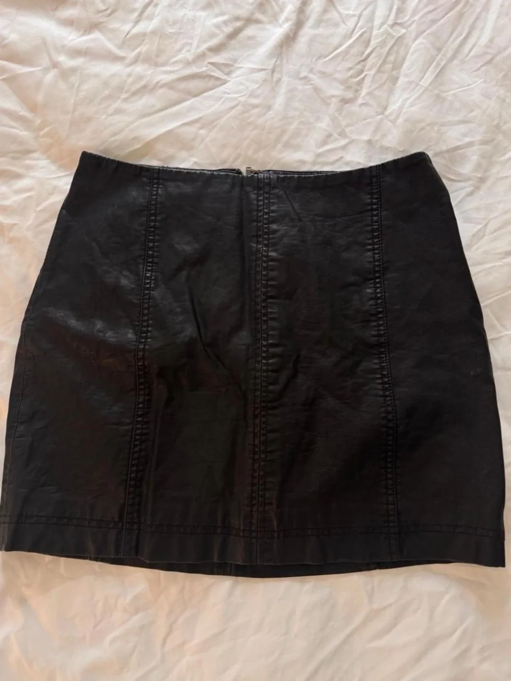 Free People black faux leather mini skirt- Size 6