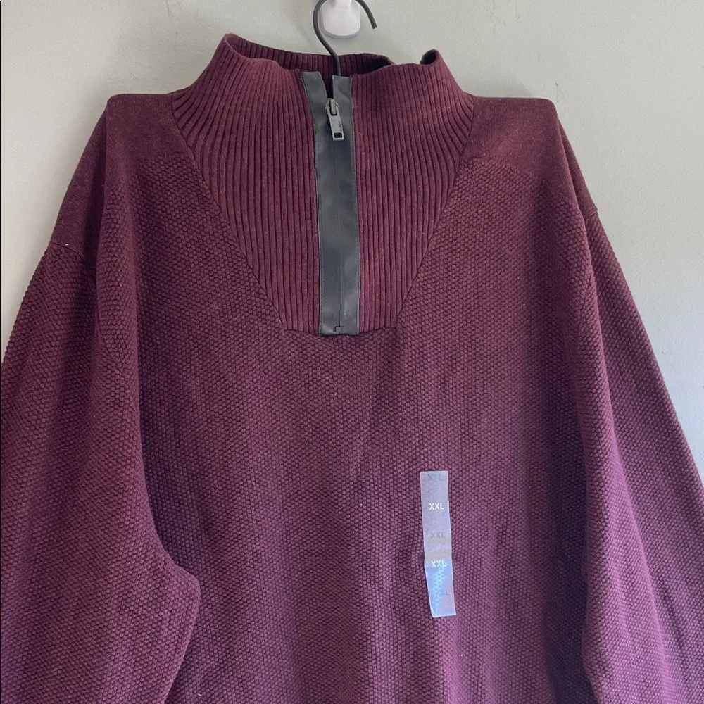 Alfani Mens Quarter-Zip Sweaters, Red Plum, Size XXL NWT