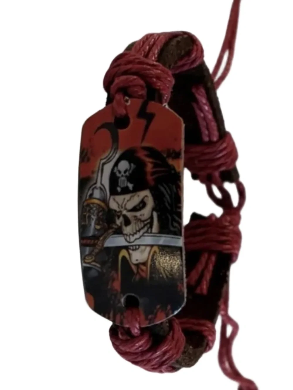 Mens Red Cord Leather Bracelet