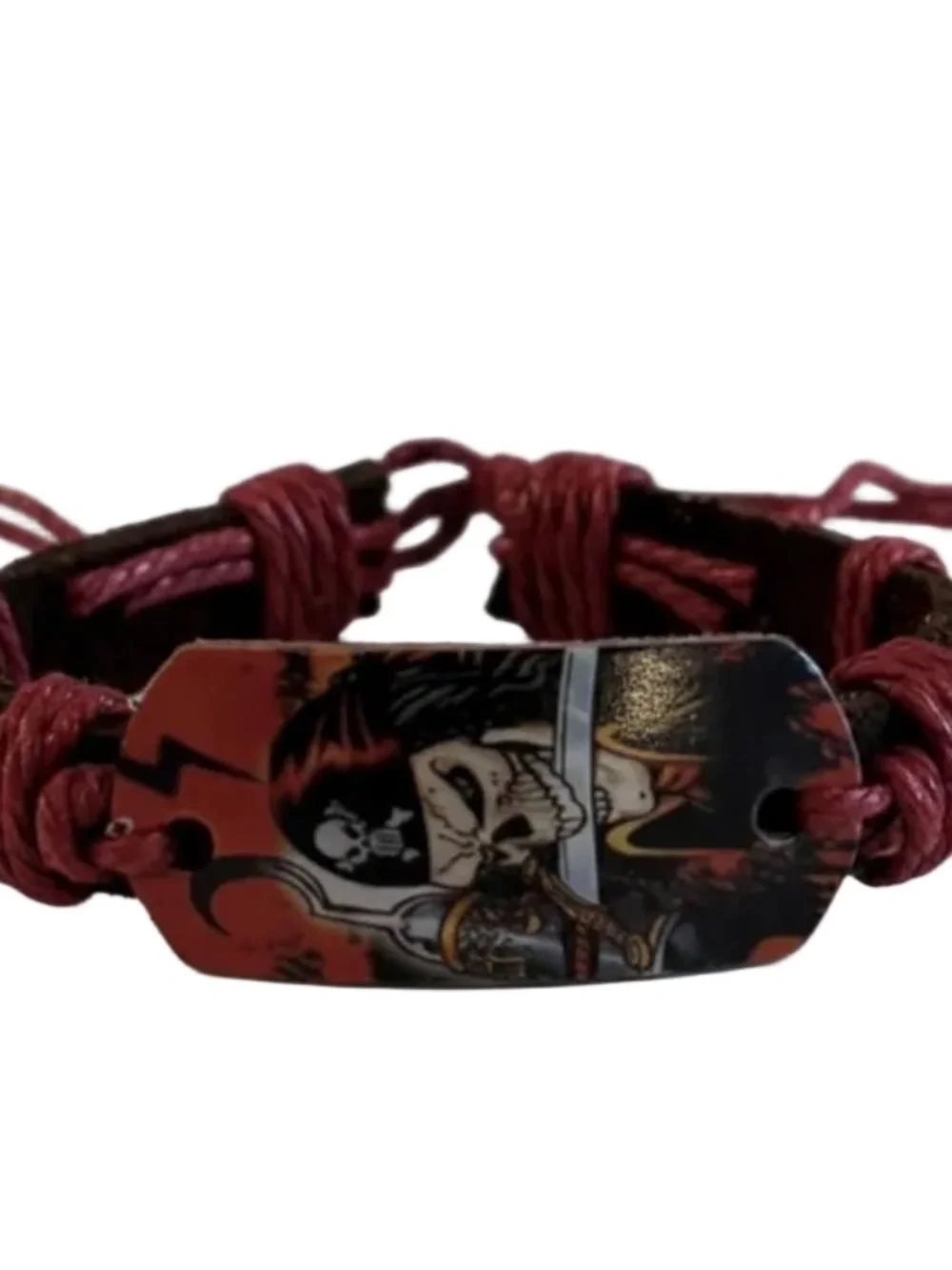 Mens Red Cord Leather Bracelet
