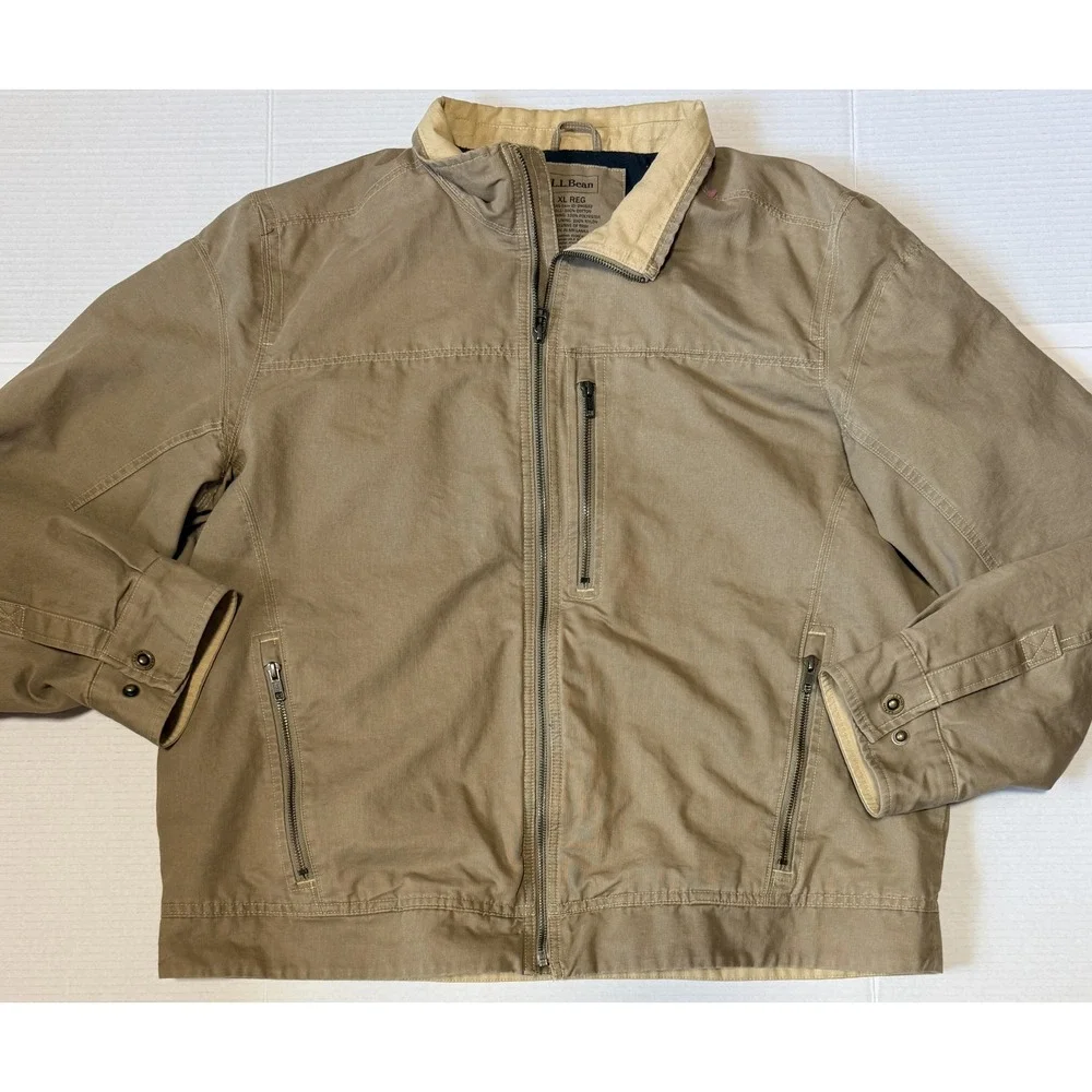 LL BEAN - Men's Jacket - Canvas Fleece Lined Bomber 290562 - X-Large Reg XL