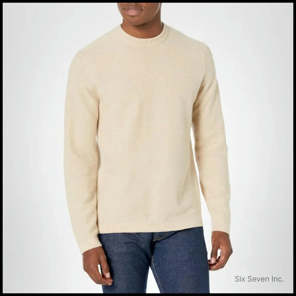Men's Cashmere Crewneck Sweater Classic Elegant Minimal Pullover Winter Wear