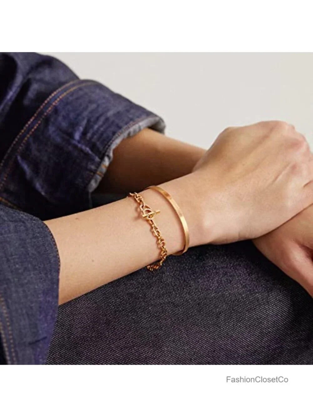 18K Gold Plated Open Cuff Bangle Adjustable 4mm Stacking Bracelet