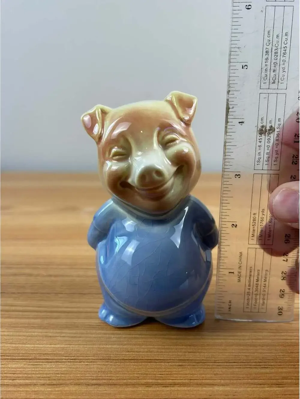 Royal Copley Art Pottery Blue Figural Piggy Bank- 1940-50s