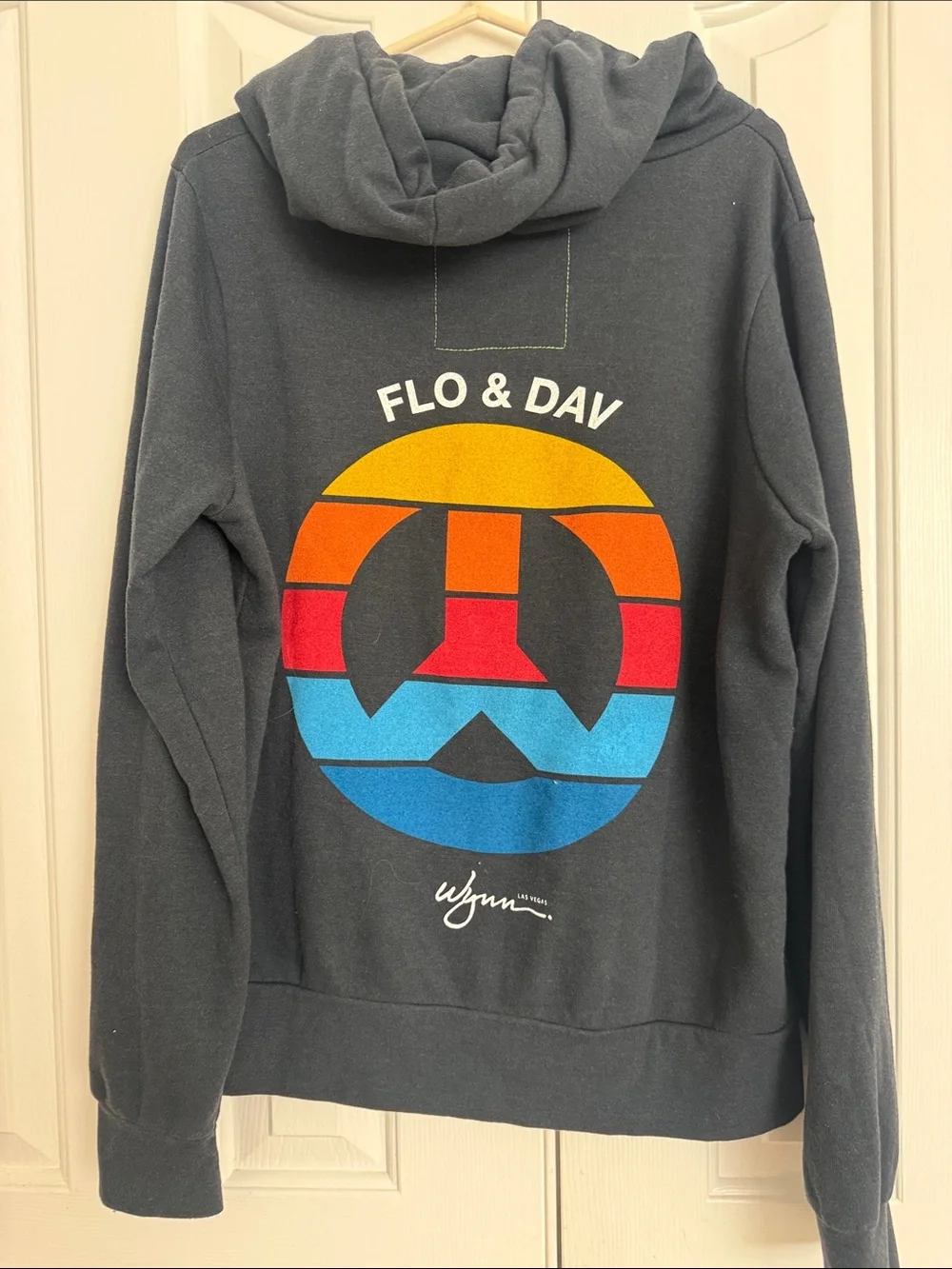Men’s aviator nation Charcoal Zip Hoodie with Rainbow Chest Stripes