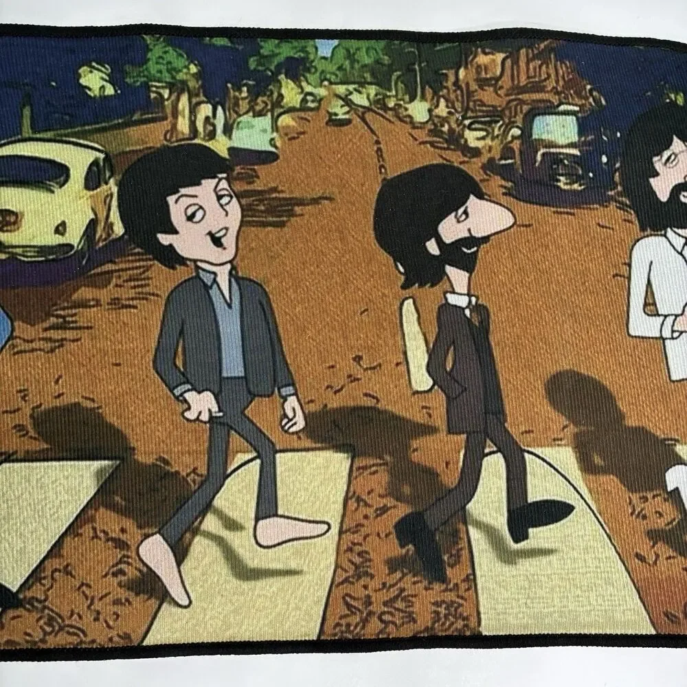 Cartoon Beatles Abbey Road Multicolor Rectangle Door Mat Music Theme