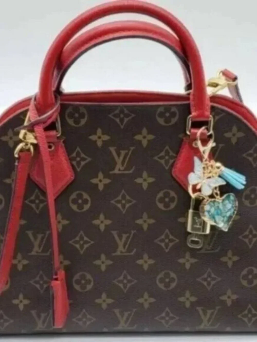 Authentic Louis Vuitton Padlock & Key Gold ✨Unbranded Heart Bag Charm Keychain