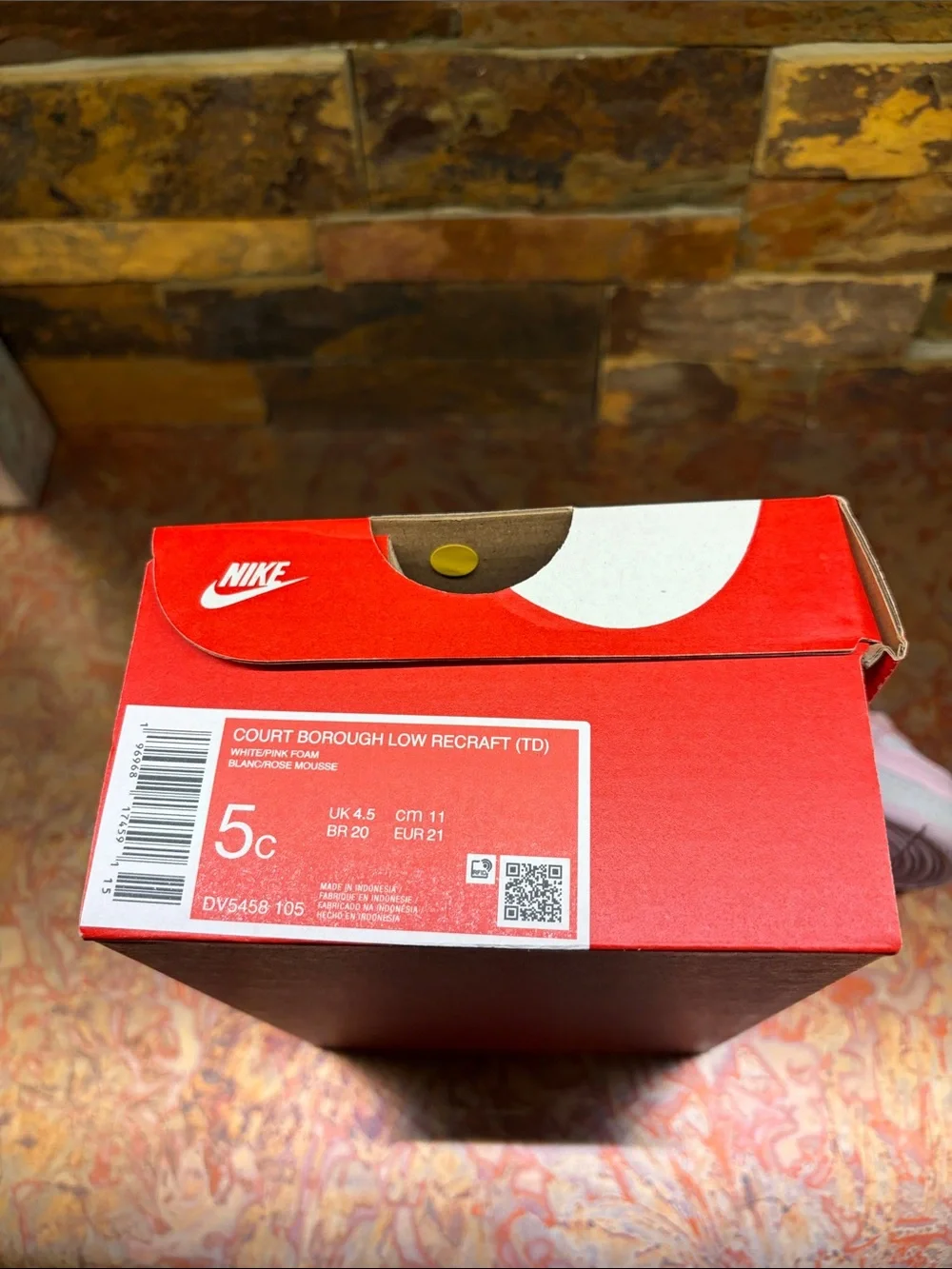 Nike Kids White and Light Pink Sneakers, Twin Girl