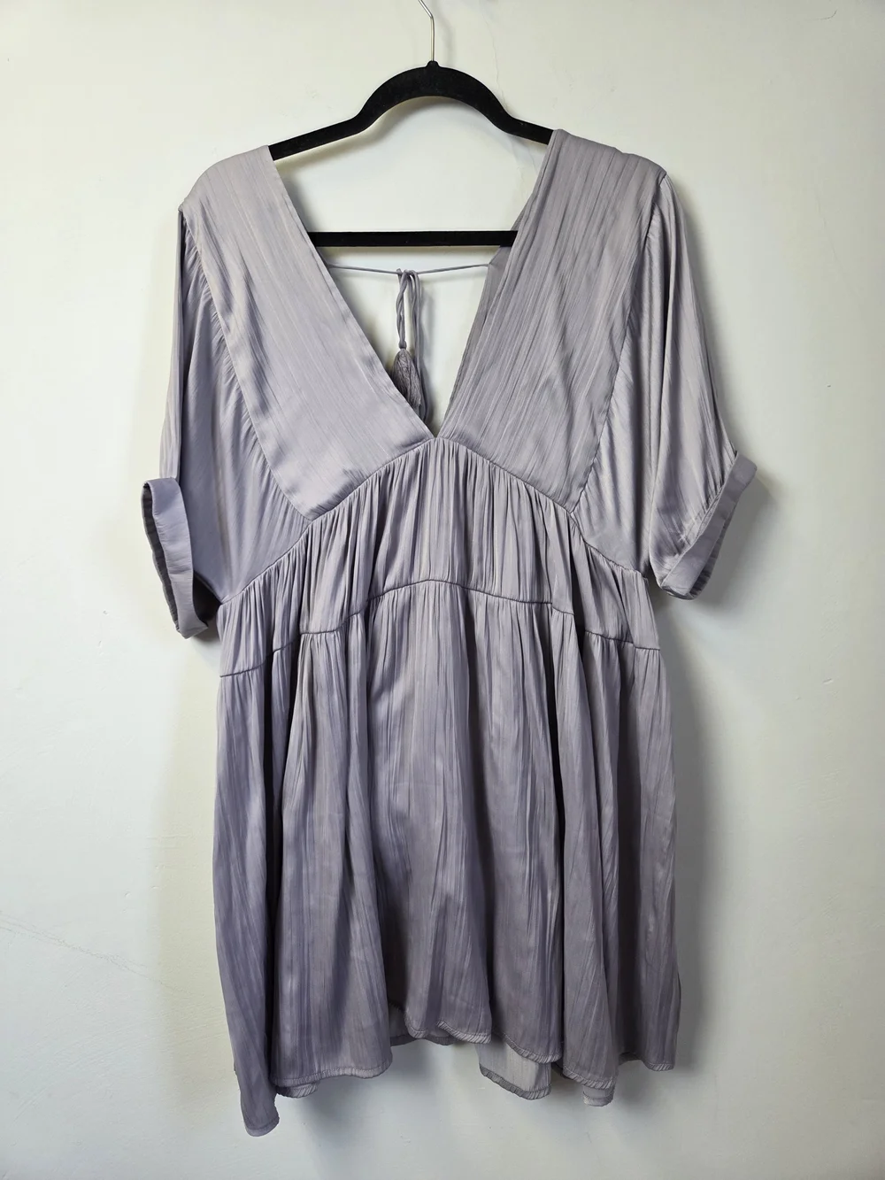 Free People Lavender Pleated V-Neck Tiered Maxi