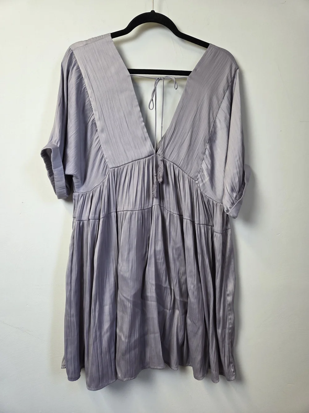 Free People Lavender Pleated V-Neck Tiered Maxi