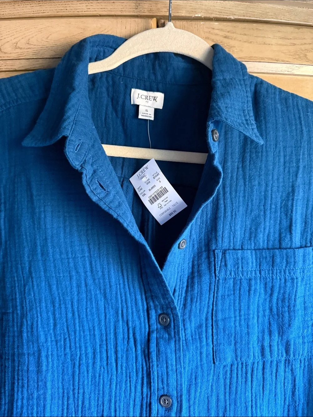 J. Crew Textured Button-Down Shirt in Cobalt Blue