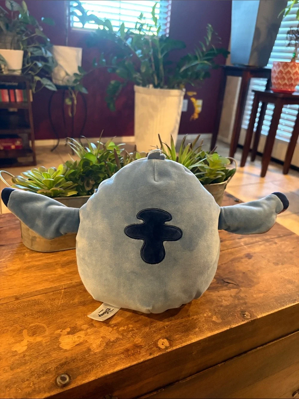 Disney Blue Stitch Plush Holding Fries Cute Squishmallow-Style Pillow - Like New