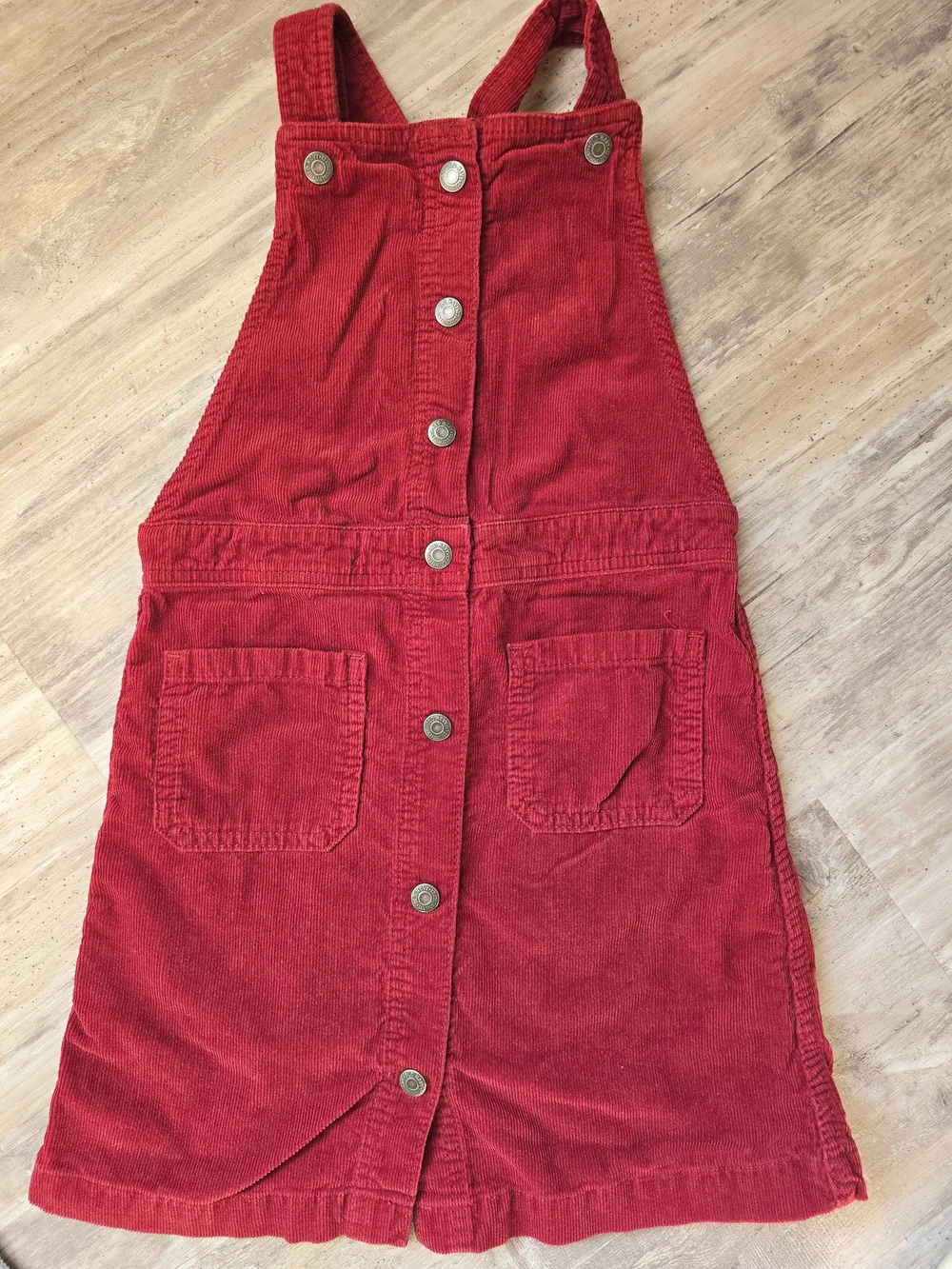 Old Navy Red Corduroy Overall Dress with Button Front