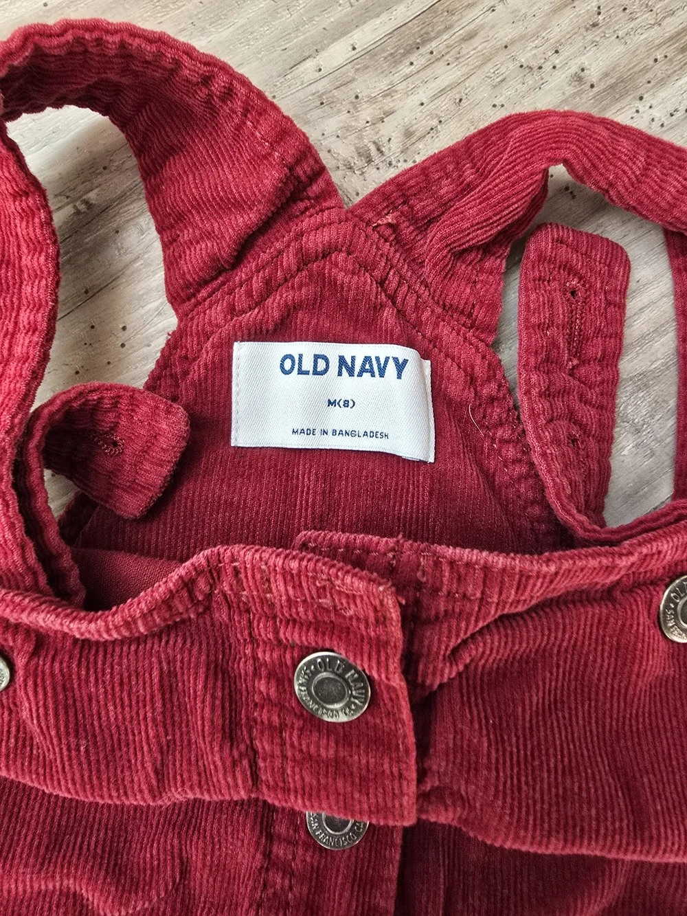 Old Navy Red Corduroy Overall Dress with Button Front